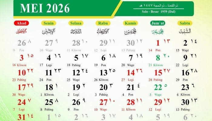 Kalender Jawa 29 Mei 2026: Cek Weton Jumat Legi, Pasaran, dan Wataknya