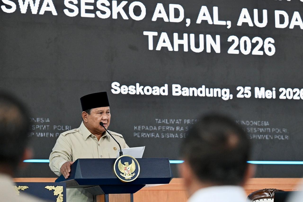 Prabowo Jadi Presiden Pertama yang Beri Taklimat ke 1.000 Perwira Siswa TNI dan Polri di Seskoad