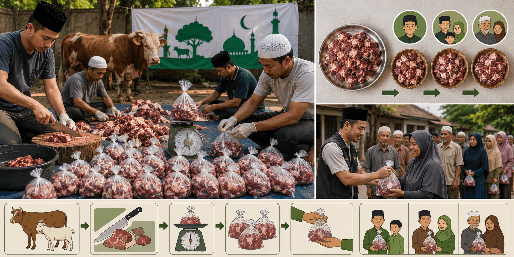 Cara Pembagian Daging Kurban yang Benar Menurut Islam, Cek Aturan Proporsinya!