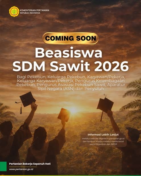 Beasiswa SDM Sawit 2026 Dibuka Besok, Ini Syarat dan Cara Daftarnya
