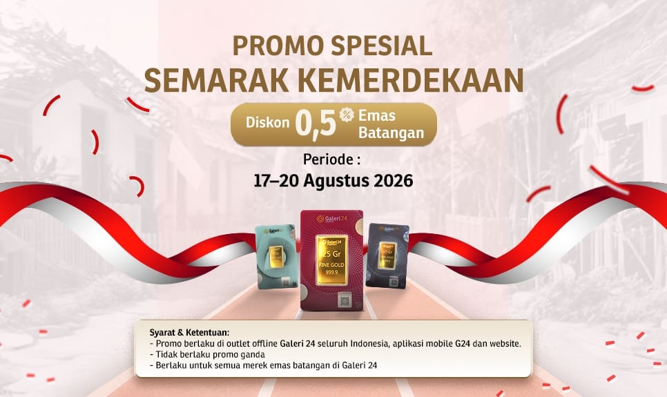 Cuma 4 Hari, Galeri 24 Hadirkan Promo Diskon Emas Batangan Spesial Kemerdekaan