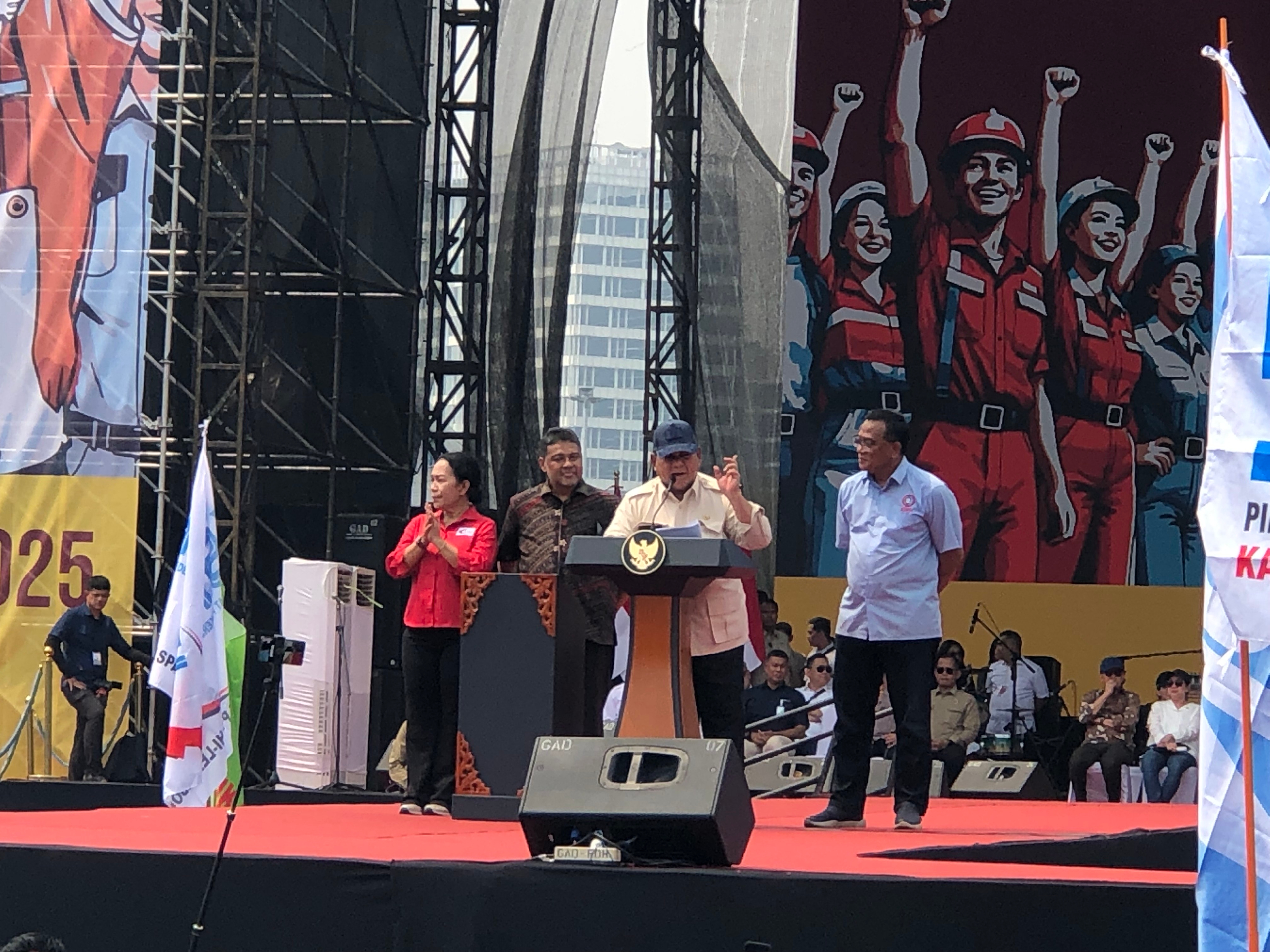Prabowo Berterima Kasih ke Buruh: 4 Kali Kalah di Pilpres, Tapi Buruh Tetap Dukung Saya