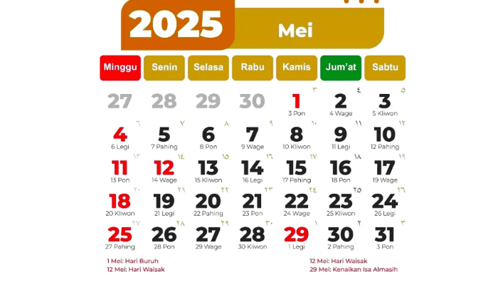 Apakah Tanggal 29 Mei Tanggal Merah? Cek Jadwal Cuti Bersama di Sini!