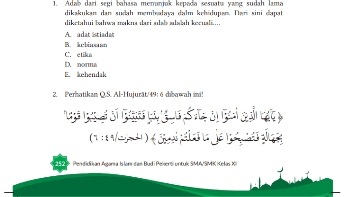 Inilah Kunci Jawaban PAI Kelas 11 Halaman 252 Kurikulum Merdeka: Adab di Media Sosial