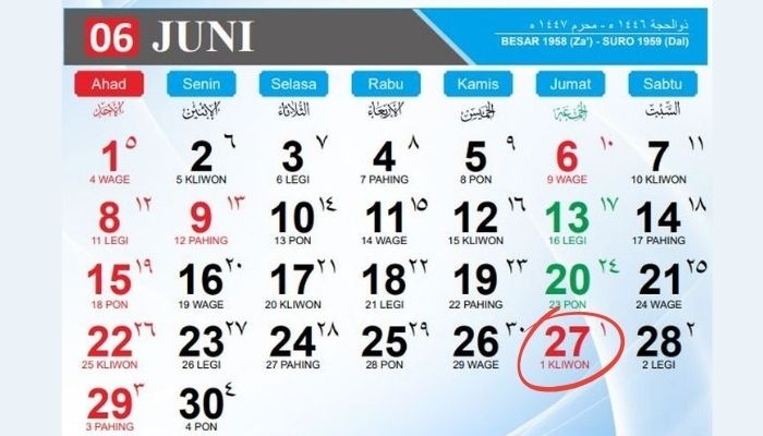 Kalender Jawa Hari Ini 27 Juni 2025: Ungkap Rahasia Weton Jumat Kliwon 