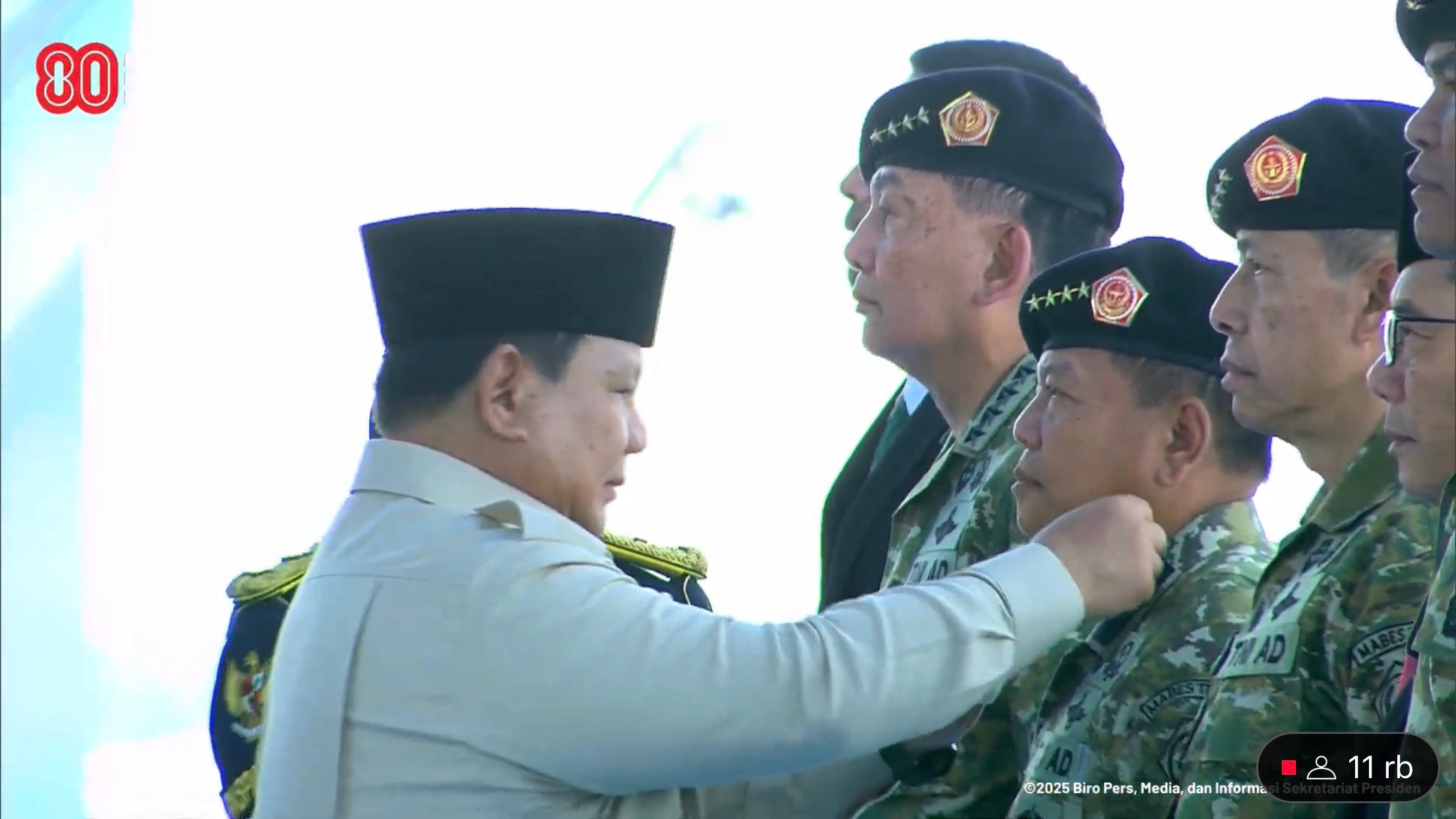Presiden Prabowo Anugerahkan Pangkat Jenderal Kehormatan kepada Lima Purnawirawan TNI