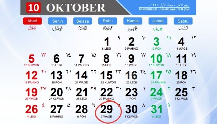 Kalender Jawa 29 Oktober 2025: Cek Weton Hari Ini Rabu Wage dan Makna­nya