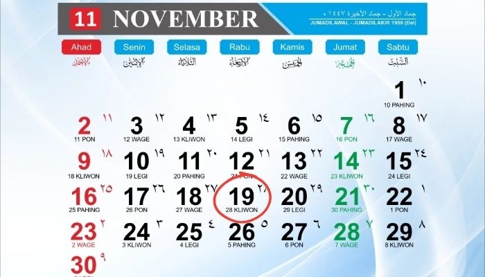 Kalender Jawa 19 November 2025: Weton Rabu Kliwon Penuh Rezeki dan Keberuntungan