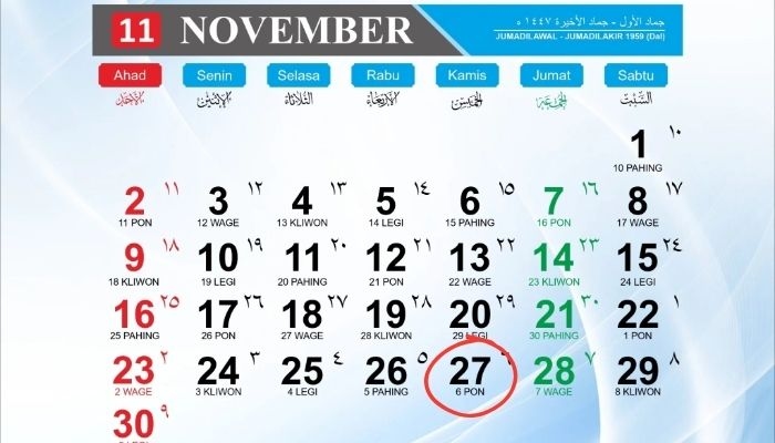 Kalender Jawa 27 November 2025: Weton Kamis Pon, Benarkah Pembawa Rezeki?