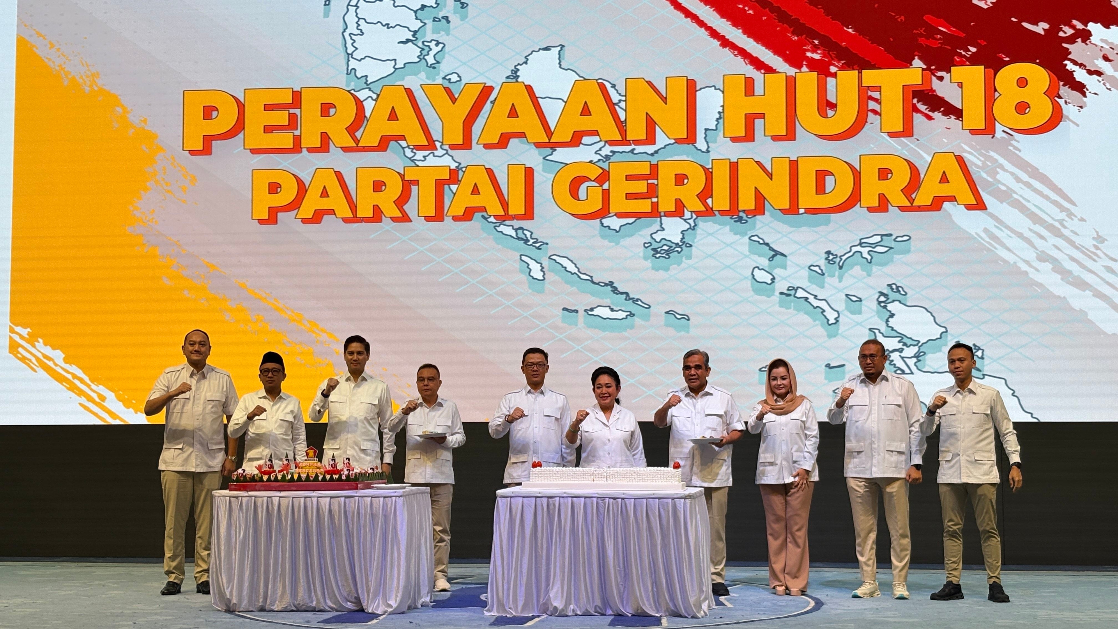 Seruan ‘Prabowo Dua Periode’ Menggema di HUT ke-18 Partai Gerindra