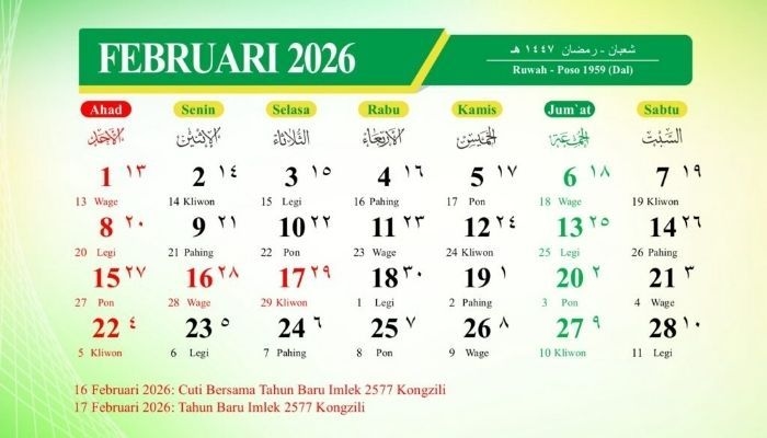 Kalender Jawa 19 Februari 2026, Ini Watak dan Rezeki Weton Kamis Pahing