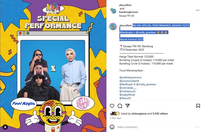 Melly Goeslaw Bakal Tampil di Akurat Fest 2023 Sebagai Special Performance Duet dengan Feel Koplo