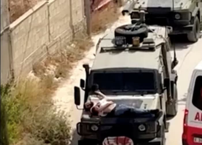 Kekerasan di Tepi Barat, Tentara Israel Bawa Kabur Pria Palestina dengan Mengikatnya di Kap Mobil