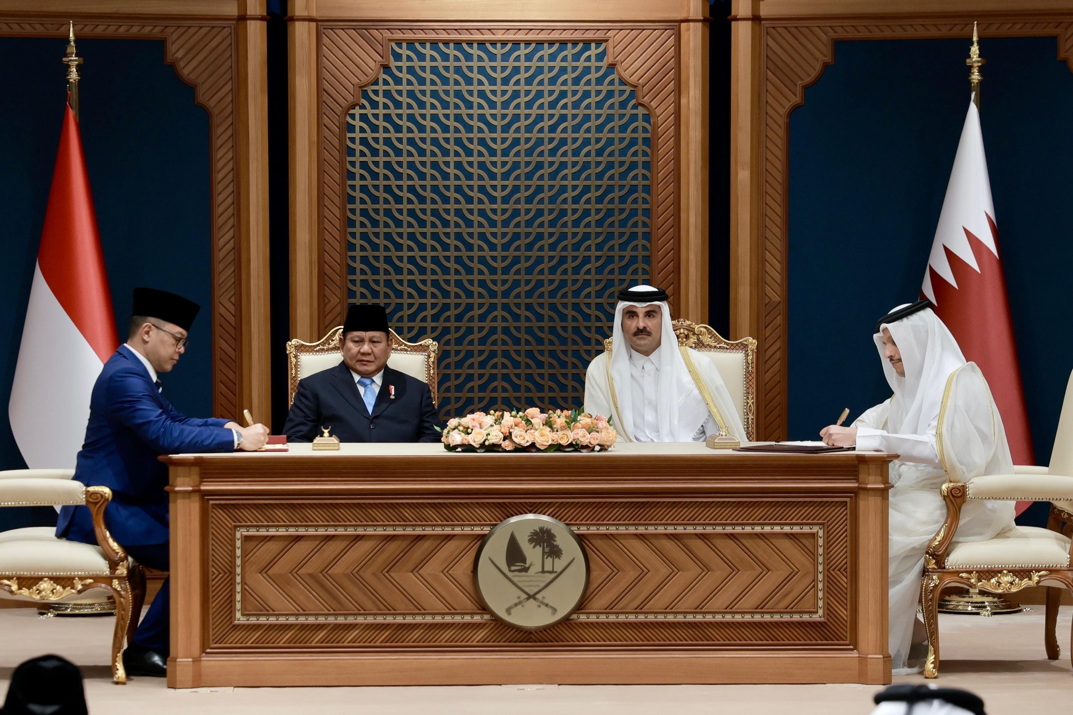 Prabowo dan Emir Qatar Saksikan Penandatanganan MoU Strategis RI-Qatar