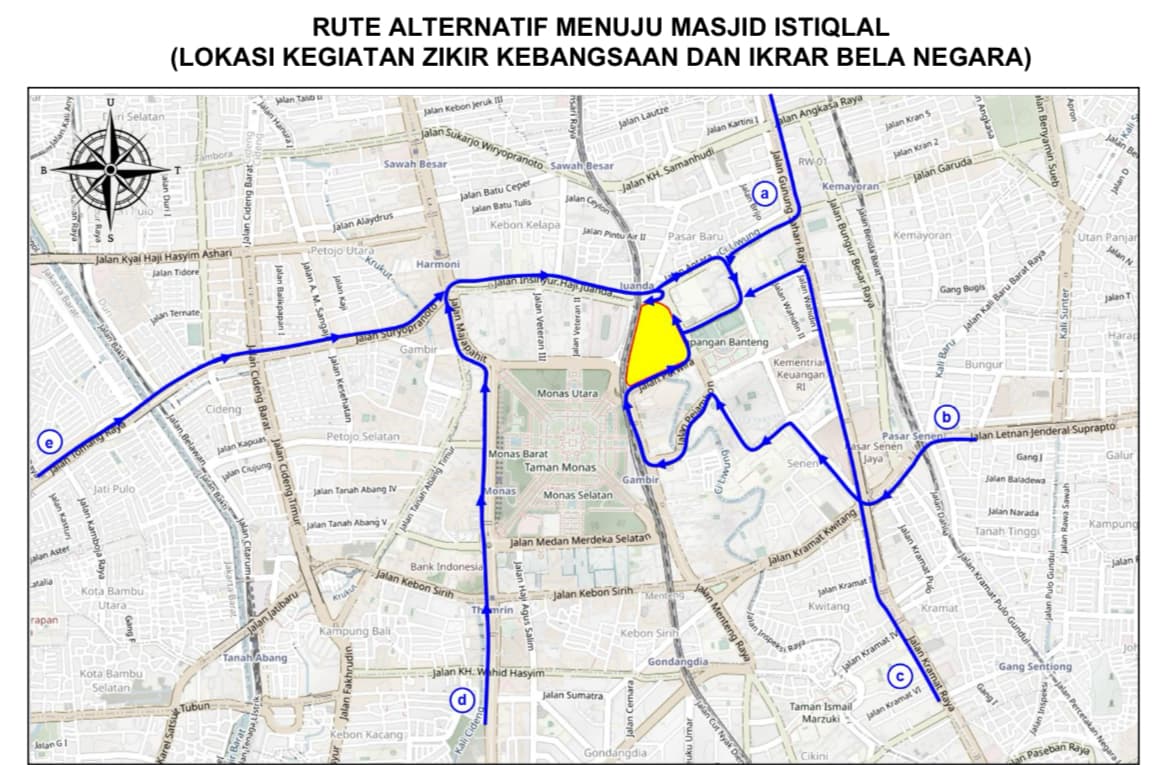 Zikir Kebangsaan dan Ikrar Bela Negara di Istiqlal: Dishub Siapkan Rekayasa Lalin, Ini Rutenya!