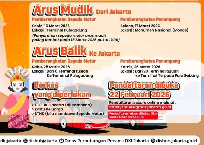 Mudik Gratis Pemprov DKI Jakarta 2026: Cara Daftar Online dan List Kota Tujuan Lengkap