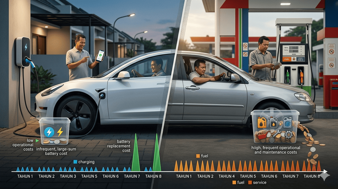 Biaya Ganti Baterai Mobil Listrik vs Aki Mobil Bensin, Apakah EV Benar-Benar Lebih Hemat?