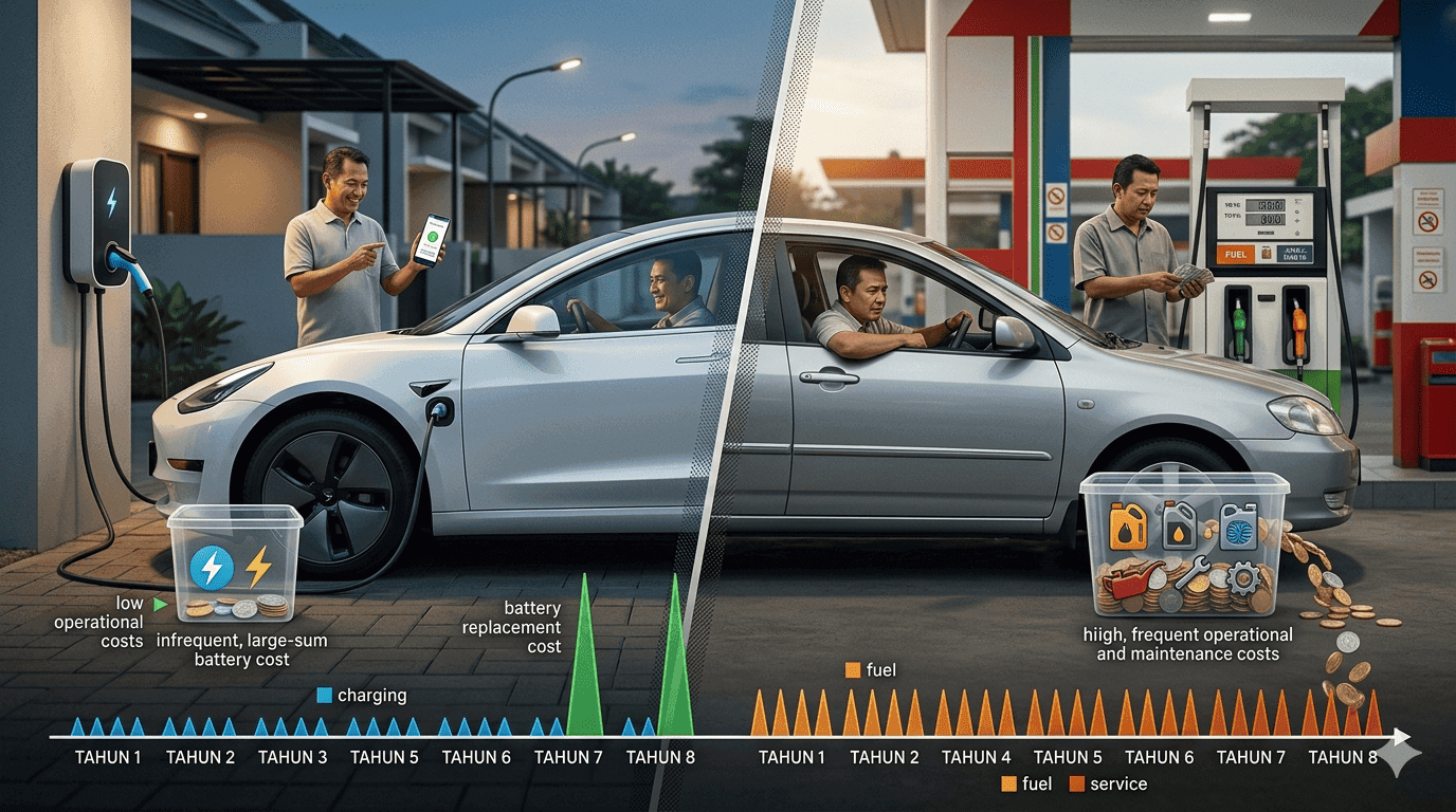 Biaya Ganti Baterai Mobil Listrik vs Aki Mobil Bensin, Apakah EV Benar-Benar Lebih Hemat?