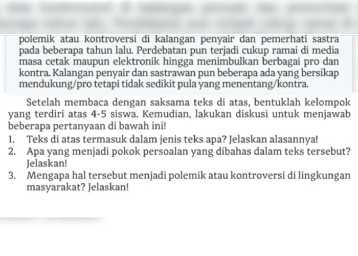 Kunci Jawaban Bahasa Indonesia Kelas 10 Halaman 175 Kurikulum Merdeka: Teks Diskusi