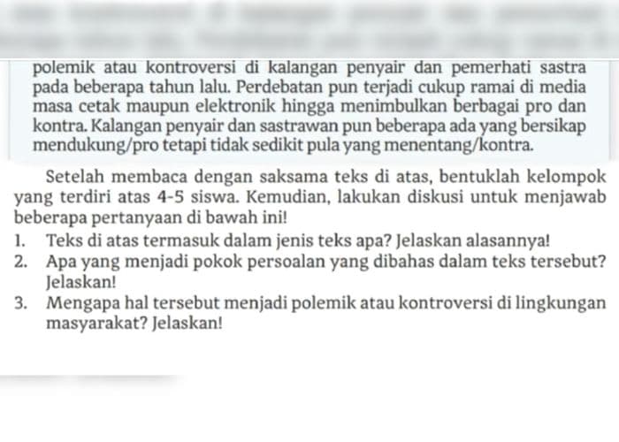 Kunci Jawaban Bahasa Indonesia Kelas 10 Halaman 175 Kurikulum Merdeka: Teks Diskusi