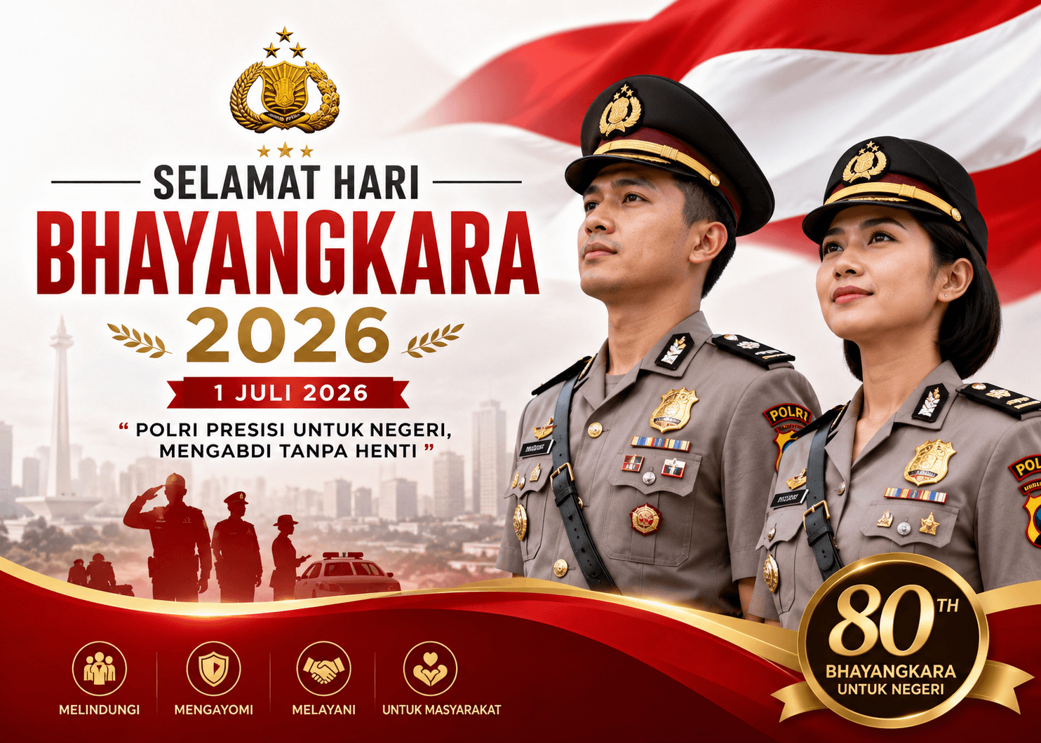 30 Ucapan Selamat HUT Bhayangkara 2026 yang Menarik, Penuh Doa, Cocok untuk Caption dan Twibbon