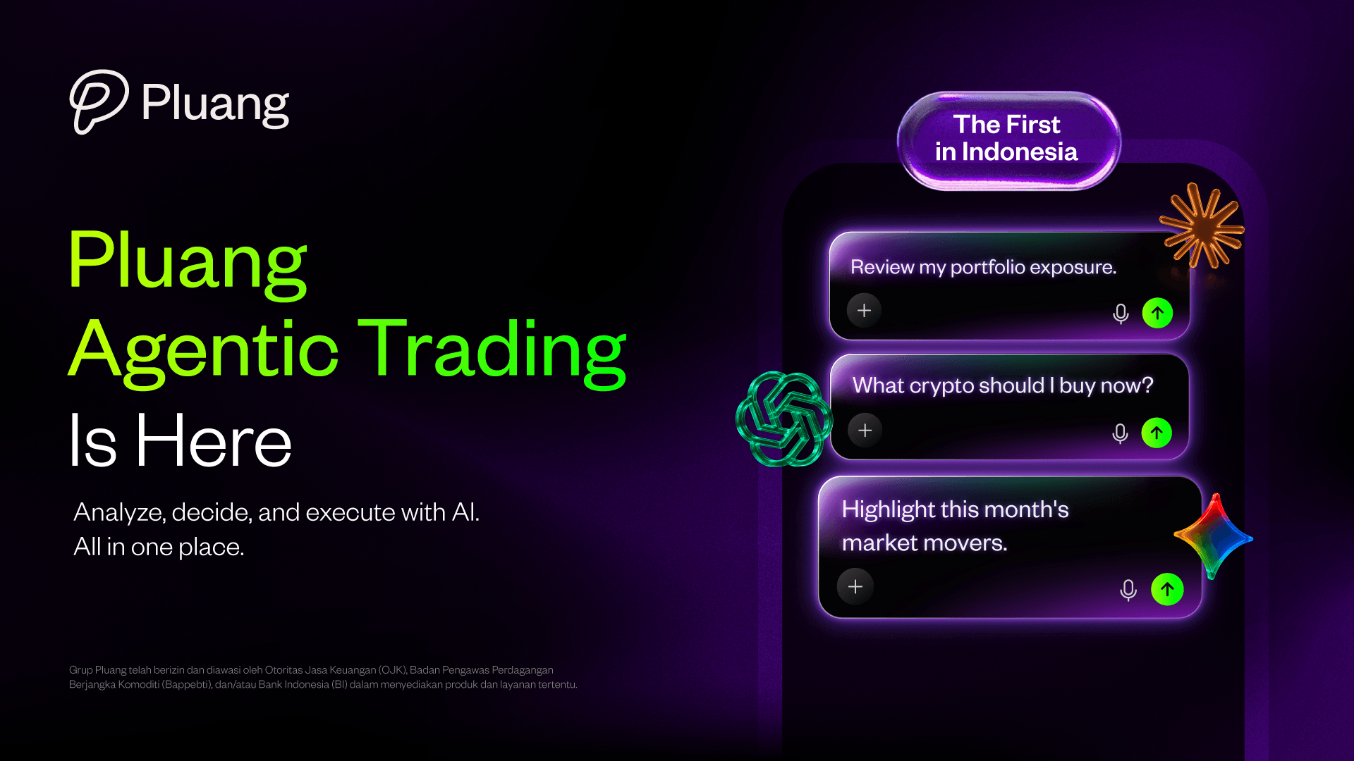 Pluang Hadirkan Agentic Trading, Transaksi Saham dan Kripto Pakai AI