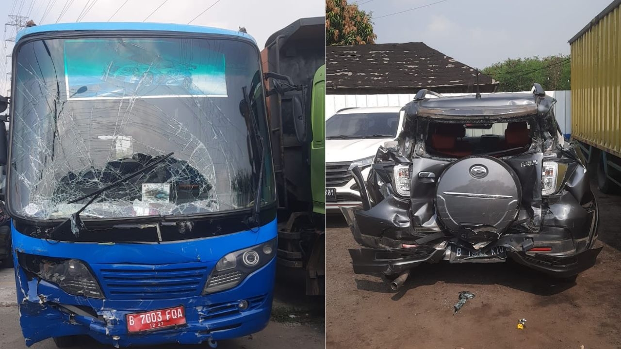 4 Orang Luka Parah Akibat Bus DPRD Kab Bekasi Tabrak Terios, Salah Satunya Hingga Pecah Di Kepala