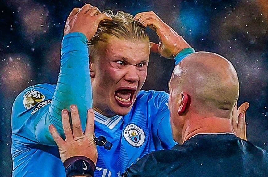 FA Hukum Manchester City Gara-Gara Protes Erling Haaland terhadap Wasit Simon Hooper