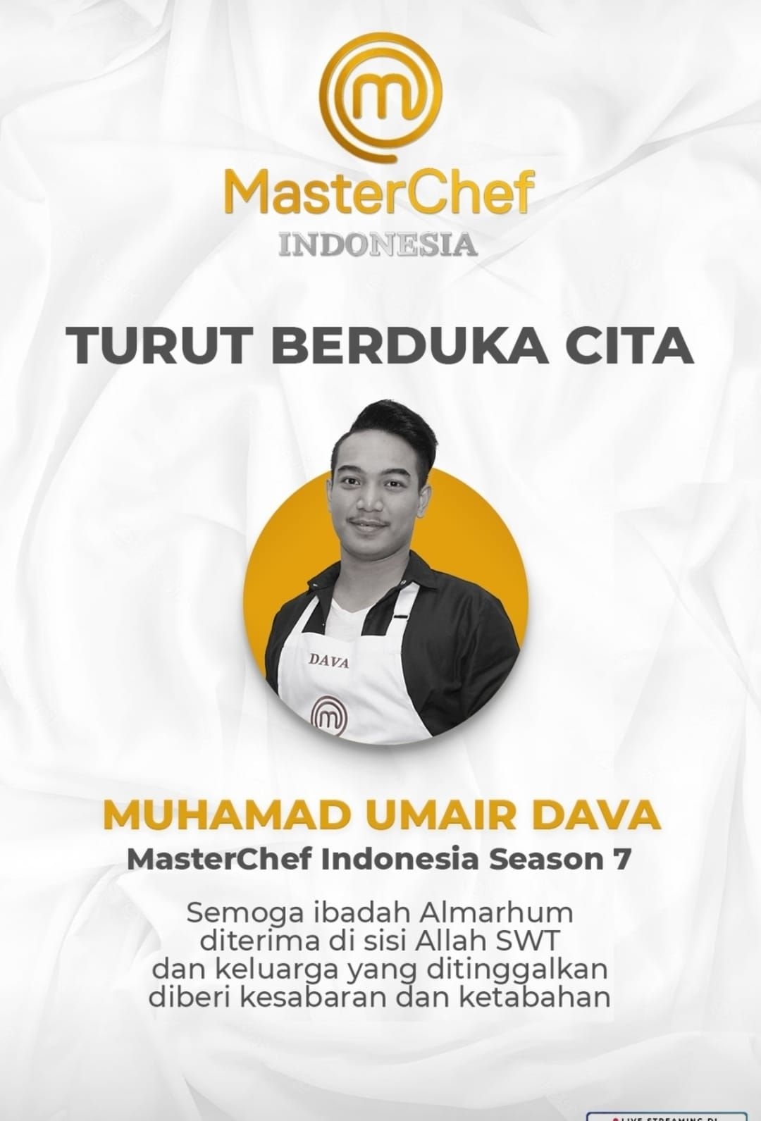 Profil Umair Dava MasterChef Indonesia Season 7 Meninggal Dunia karena Asam Lambung, Ternyata Pernah jadi Koki Pribadi Ruben Onsu