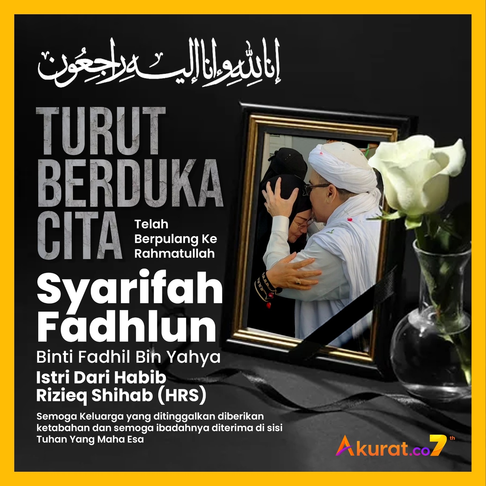 Besok, Mendiang Istri Habib Rizieq Shihab Dimakamkan di Megamendung