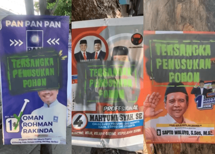Viral! Poster Caleg yang Dipasang di Pohon Diberi Cap Tersangka Penusukan Pohon, Seperti Apa Aturannya?