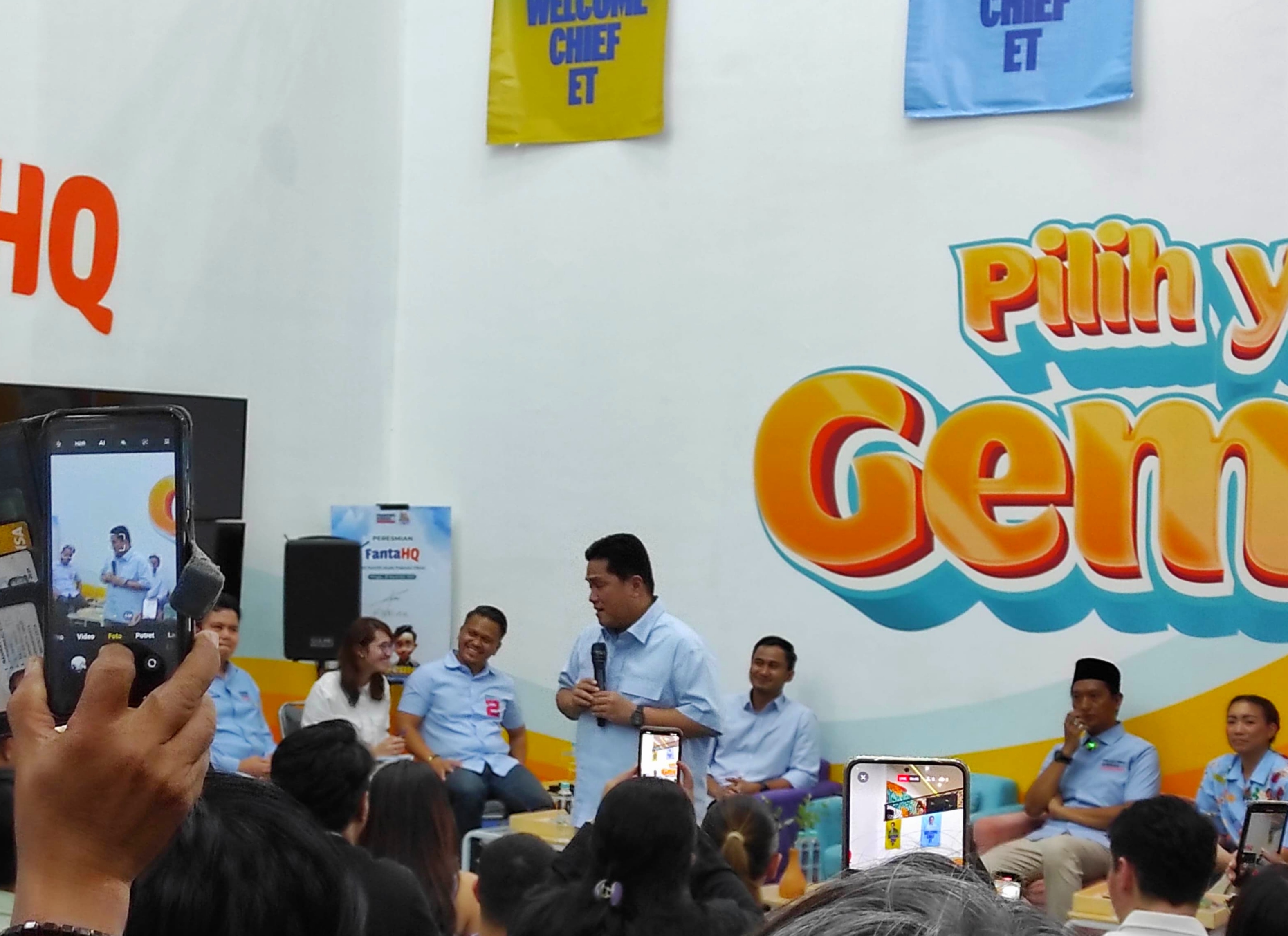 Datangi TKN Prabowo-Gibran, Erick Thohir Titip Pesan: Jaga TPS, Jangan Sampai Kita Dicurangi