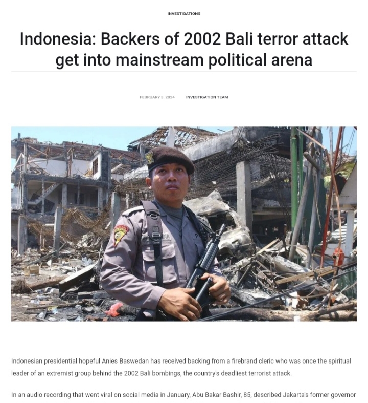 Media Asing Soroti Dukungan Eks Napi Bom Bali untuk Anies Baswedan