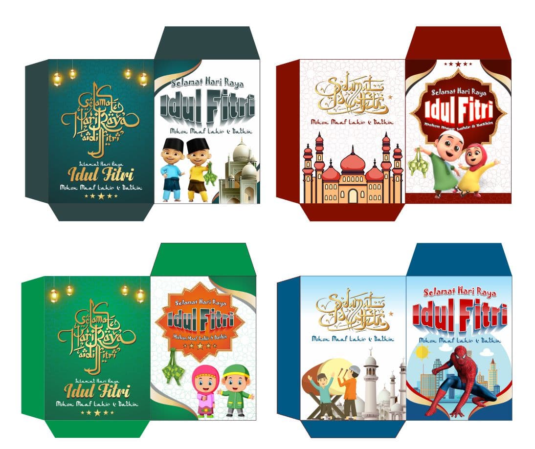 20 Template Desain Amplop Lebaran Menarik, Tinggal Unduh dan Print!