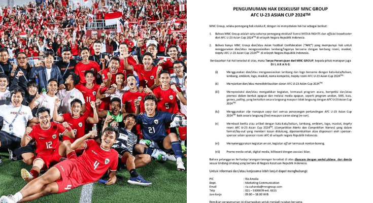 Heboh Pengumuman Hak Eksklusif MNC Group Larang Nobar Timnas Indonesia U-23 di Piala Asia, Netizen: Gas Pakai VPN!