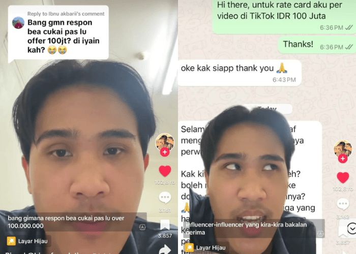 VIRAL TikTokers Bima Soroti Tawaran Jadi Buzer Bea Cukai: Rate Card Aku Rp100 Juta!