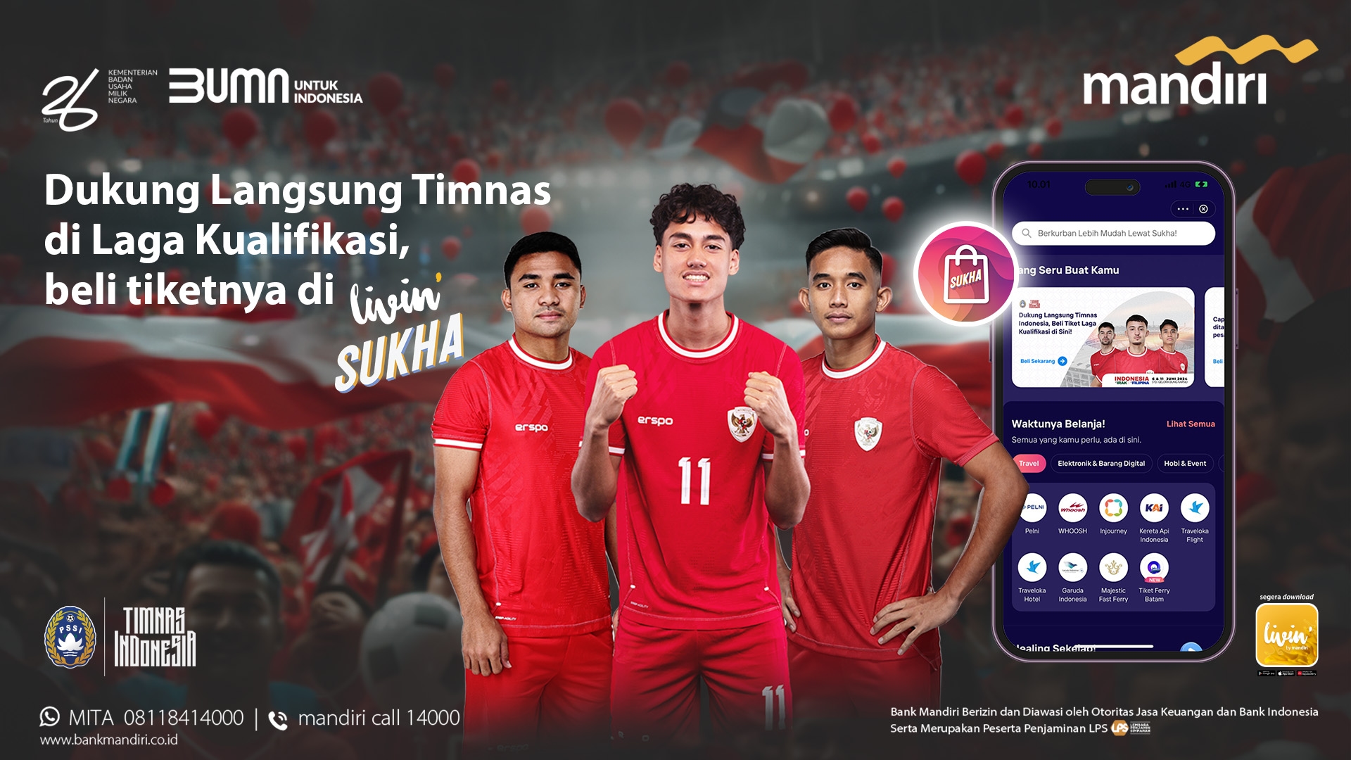 Membara! Bank Mandiri Jual Tiket Timnas Garuda Menuju Piala Dunia 2026 di Livin’ Sukha