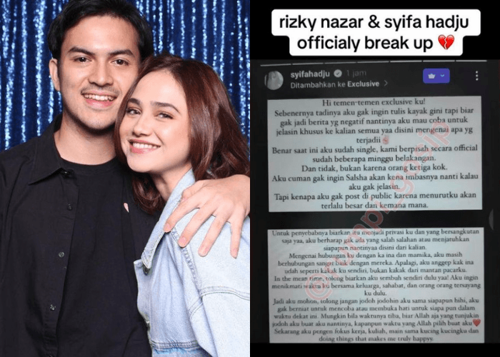 Syifa Hadju Umumkan Putus dengan Rizky Nazar Usai 5 Tahun Berpacaran, Bantah Ada Orang Ketiga