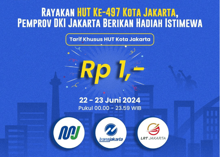 Promo HUT Jakarta ke-497: Keliling Kota Naik Angkutan Umum Hanya Bayar Rp1, Ini Syaratnya