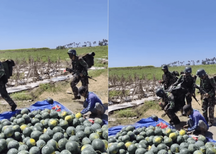 Viral Petani Berikan Semangka Gratis Kepada Anggota TNI, Tuai Pujian Warganet