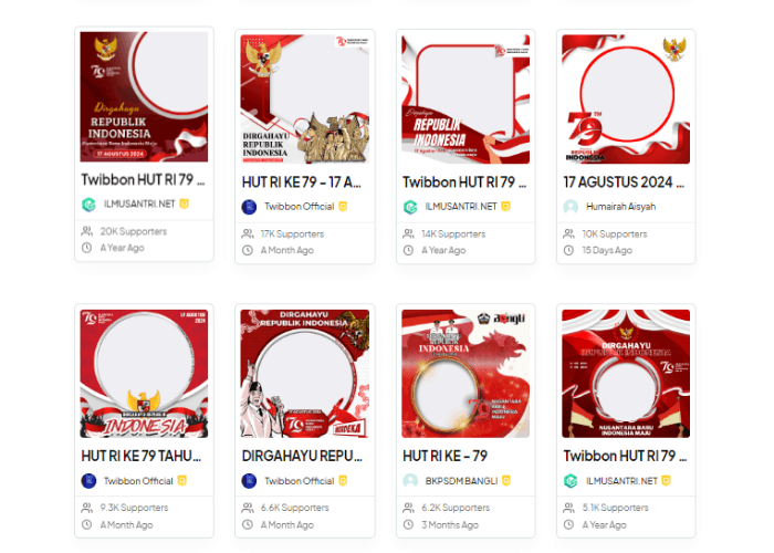 Gratis! 15 Kumpulan Twibbon 17 Agustus 2024 dengan Desain Terbaru yang Keren dan Menarik