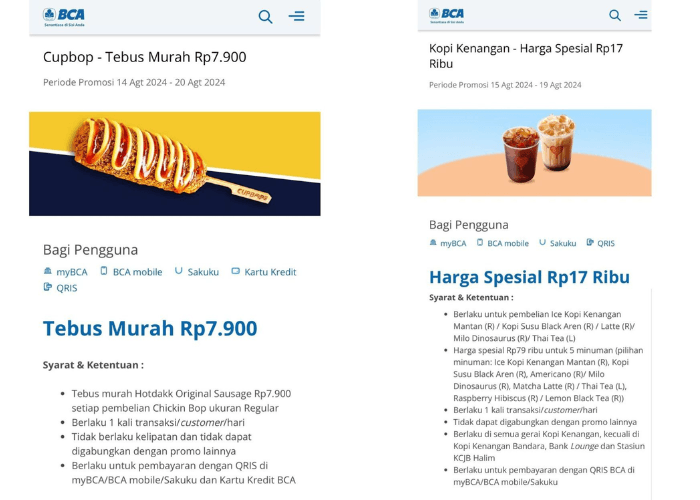 Daftar Promo Makanan dan Minuman dari BCA di Hari Kemerdekaan 17 Agustus 2024, Jangan Sampai Kehabisan!