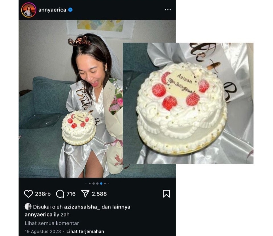 Kue Bridal Shower Azizah Salsha Kembali Jadi Sorotan, Pesan 'Jangan Selingkuh' Jadi Pertanda?