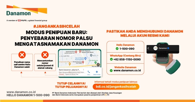 Danamon Minta Nasabah Waspada Penipuan Bermodus Customer Service Palsu di Google Maps