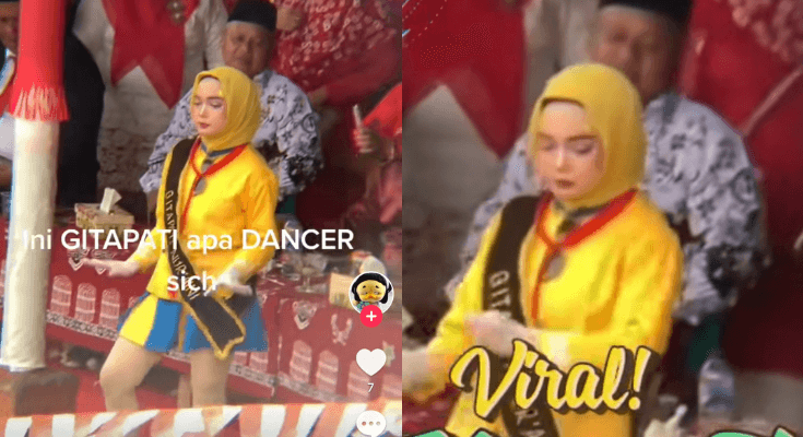 VIRAL Sosok Gitapati Nuraini Jadi Mayoret Jilbab Kuning Pakai Rok Mini, Bikin Netizen Geram!