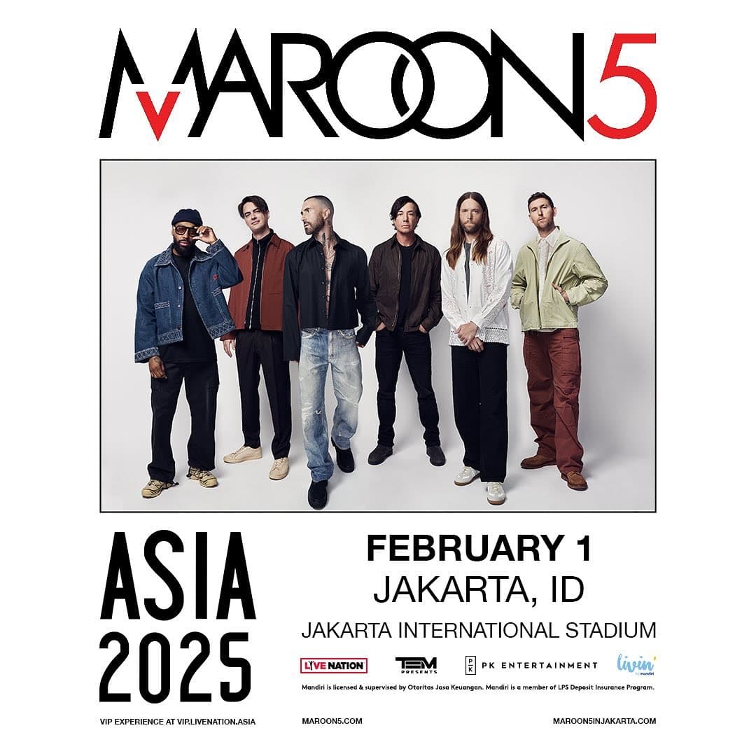 Maroon 5 Akan Konser di Jakarta 1 Februari 2025, Harga Tiket Termahal Rp6 Juta