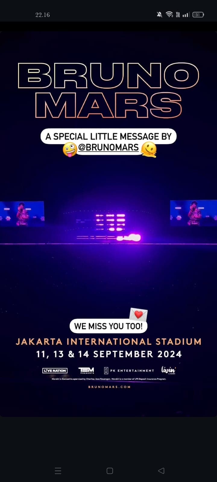 Konser Bruno Mars Dibuka Lewat Lagu 24K Magic