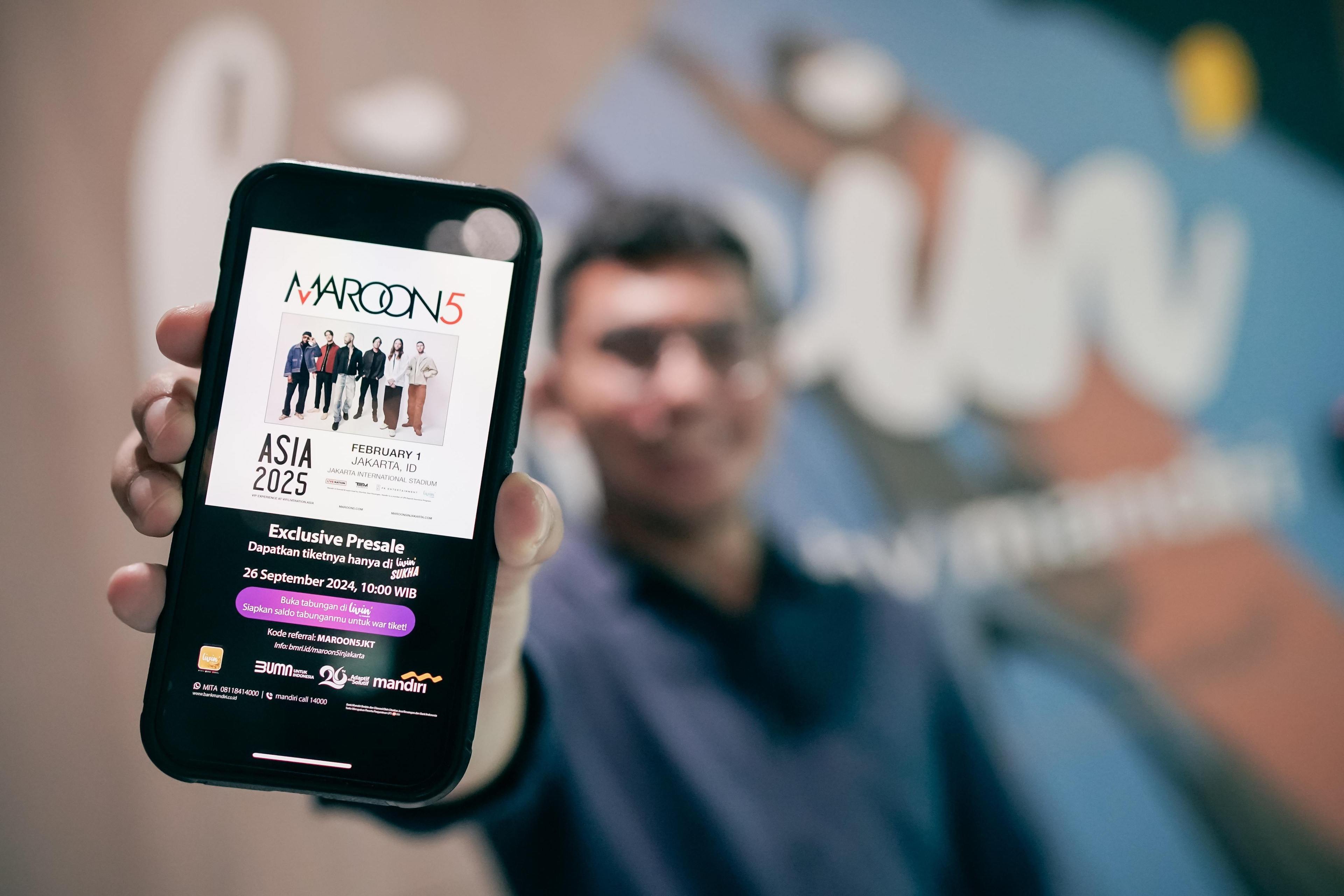 S.I.N Harus Tau! Tiket Pre-Sale Maroon 5 Jakarta Dijual 26 September 2024, Eksklusif di Livin’ Sukha