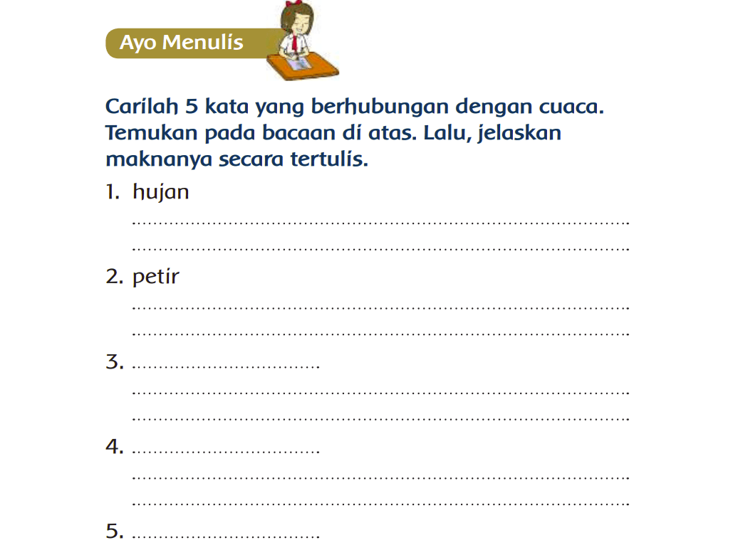 Kunci Jawaban Buku Tematik Kelas 3 SD Tema 5 Halaman 44-45