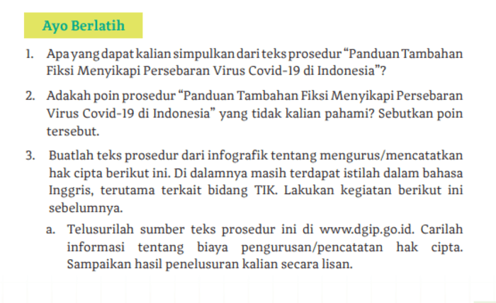 Kunci Jawaban Teks Prosedur Kelas 12 Halaman 63-64 Tentang Memahami Teks Prosedur Penanganan Covid-19